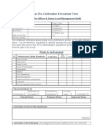 Employees Pre-Confirmation & Increment Form