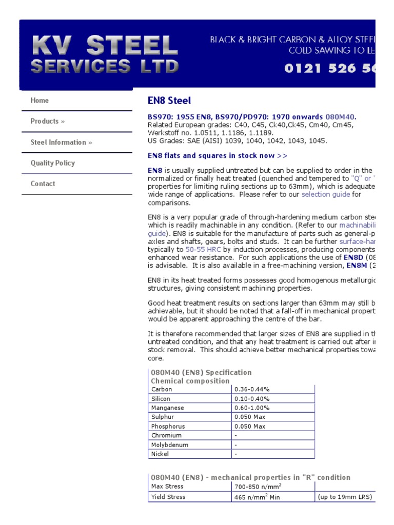EN8 Steel BS970 1955 EN8, BS970/PD970 1970 Onwards PDF Heat Treating Steel