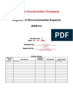 WBC Register of Environmental Aspects