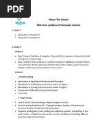 Nexus The School Mid-Term Syllabus of Computer Science: 1. Grade 7