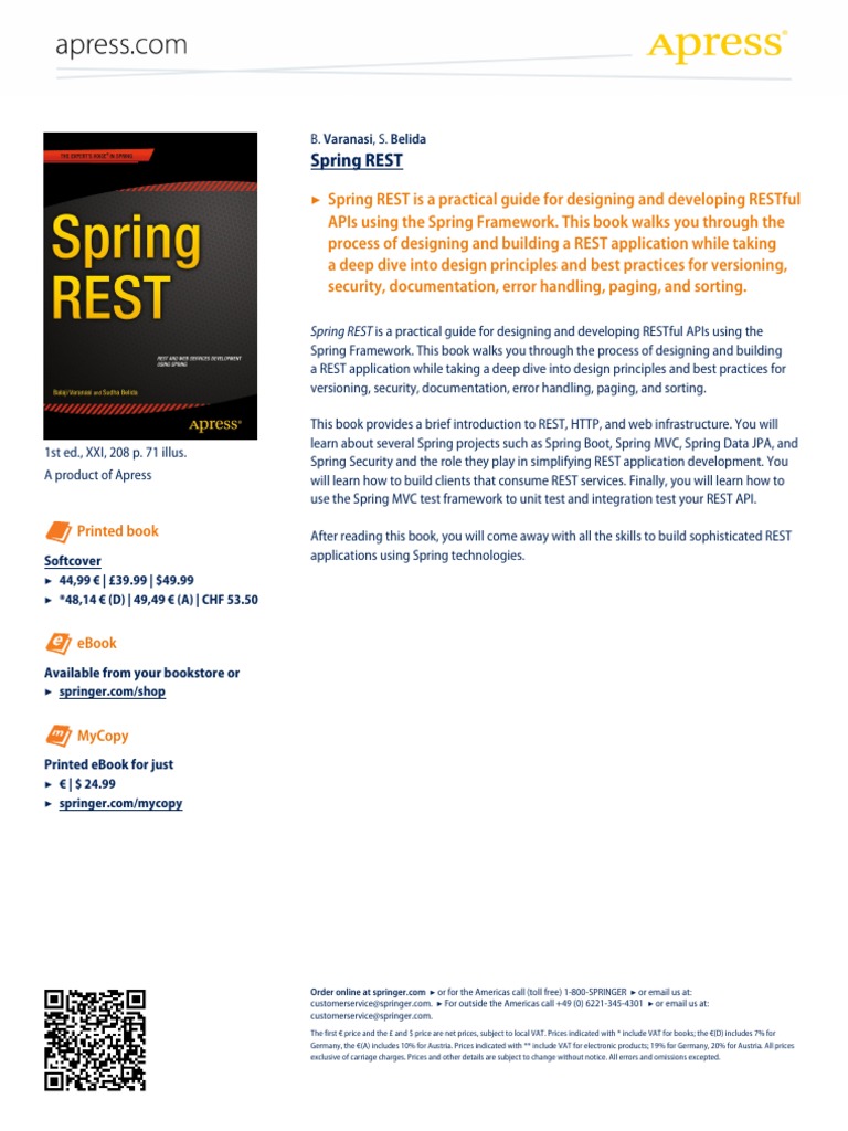 Spring Rest Spring Rest Is A Practical Guide For Designing and