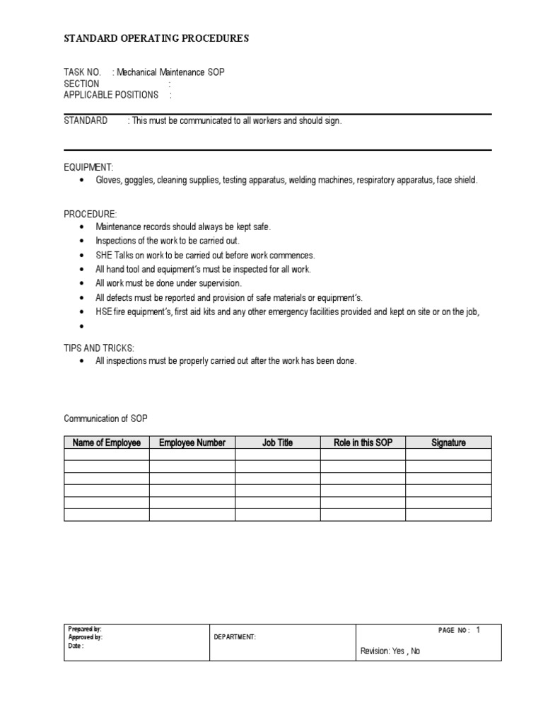 Maintenance SOP PDF