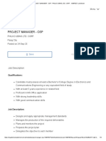 Project Manager - Osp: Job Description