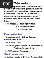 Water Analysis: - Detect The Presence of Coliform Bacteria