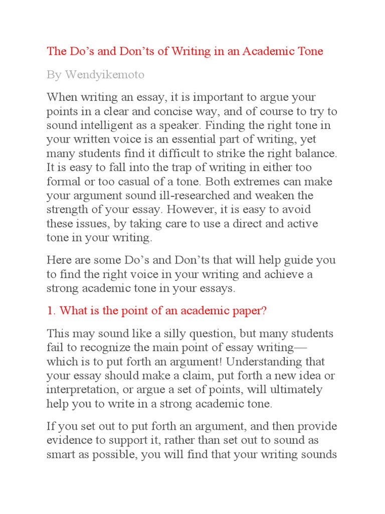 THE DOS & DON'Ts of Ac WRITINF | PDF | Essays | Economics