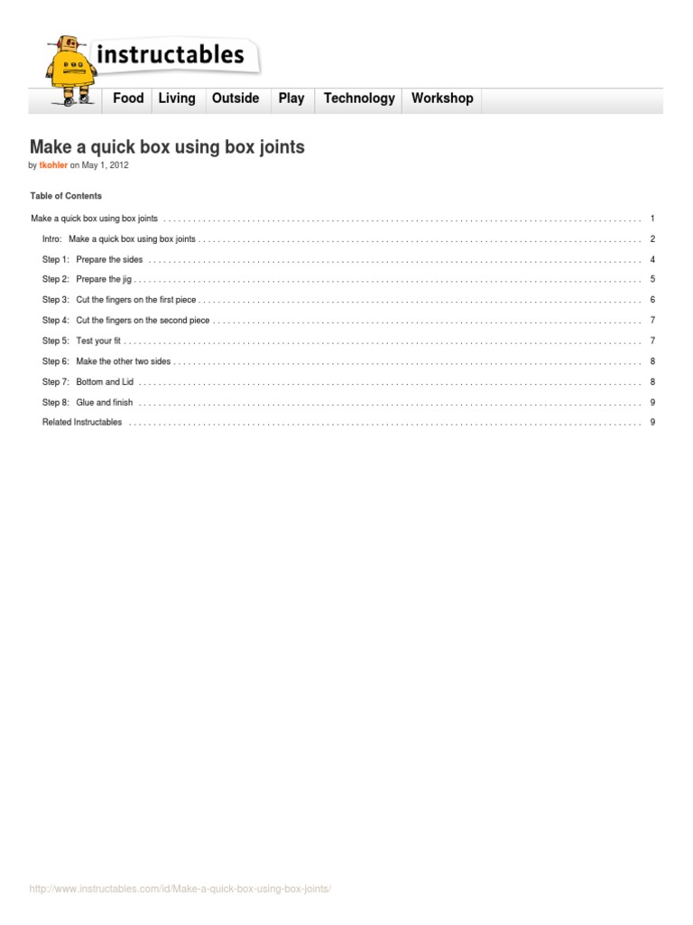 Box Joint Plans for Quick Wood Box | PDF | Woodworking | Equipment