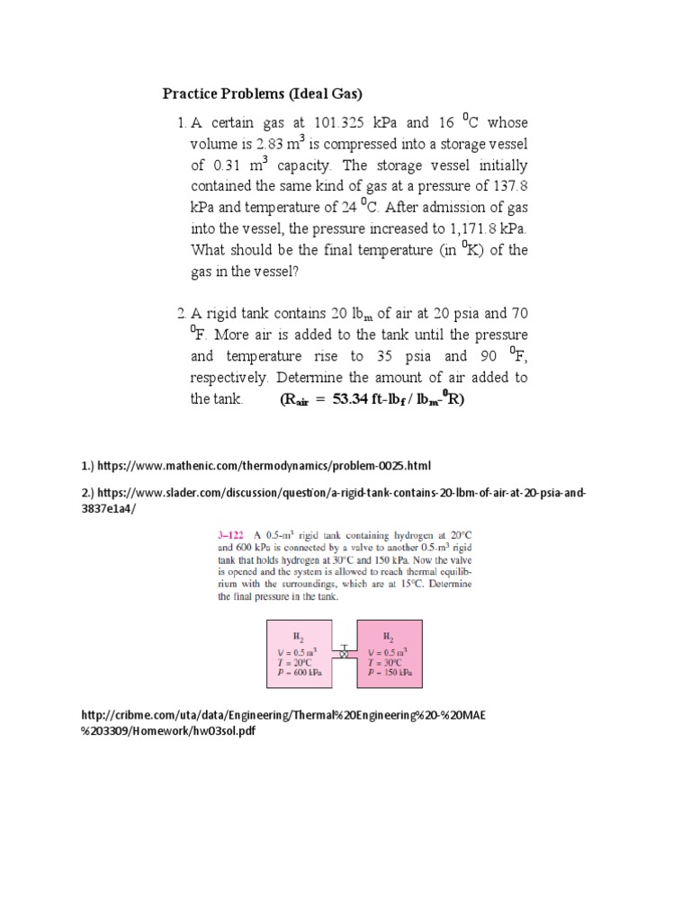 Ideal Gas Practice Problems Solutions | PDF