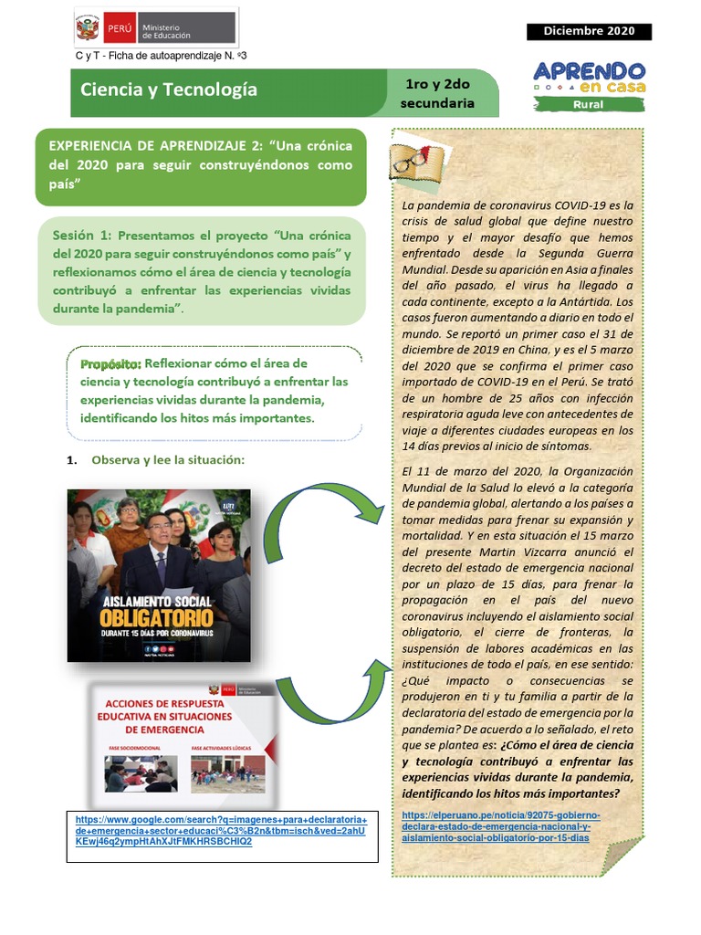 Ficha de Autoaprendizaje Semana 3 Ciencia y Tecnologia Ciclo Vi | PDF ...