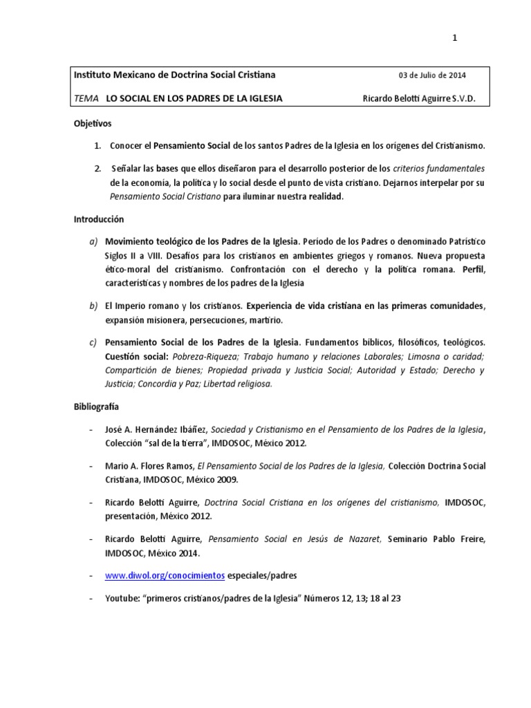 Pensamiento Social de los Padres de la Iglesia | PDF | Augusto ...