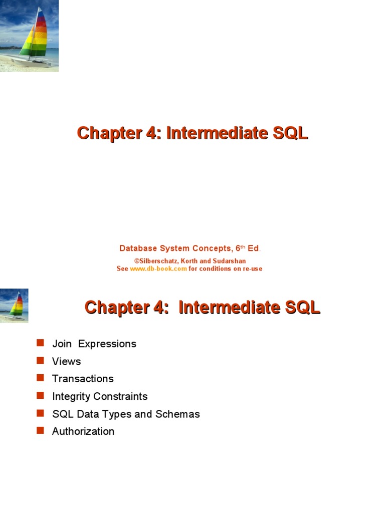 Intermediate SQL Concepts and Operations | PDF | Database Index | Sql