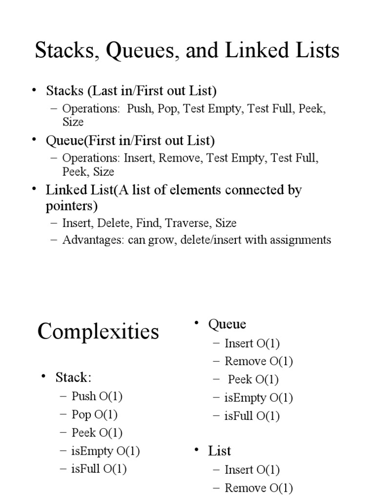 Stacks, Queues, and Linked Lists | PDF | Queue (Abstract Data Type ...