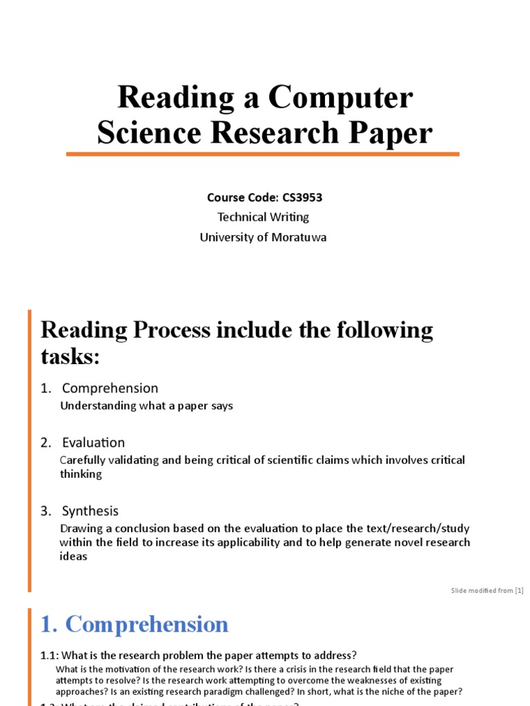 Reading A Computer Science Research Paper | PDF | Science | Evaluation
