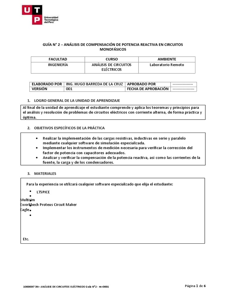Guia N 2 100000i73n Análisis De Circuitos Eléctricos Pdf Energia