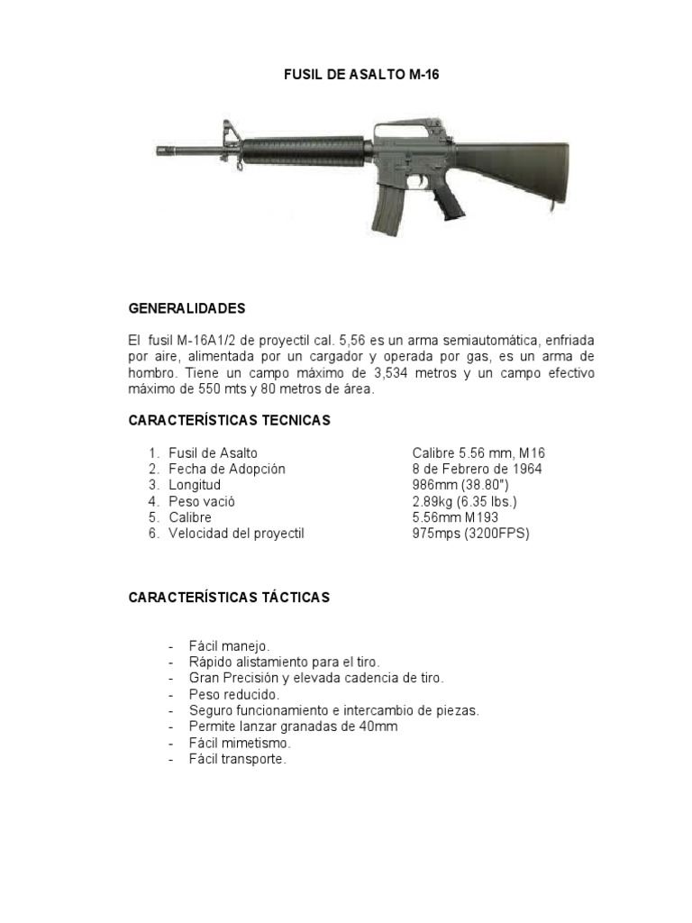 Fusil M16 - Fusil M16-M4a1 | PDF | Revista (armas de fuego) | Rifle