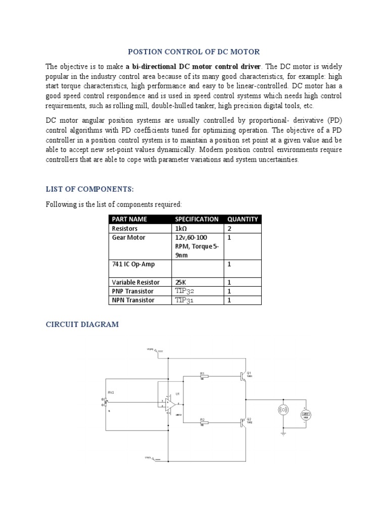DC Motor Position Control System | PDF | Electric Motor | Electrical ...