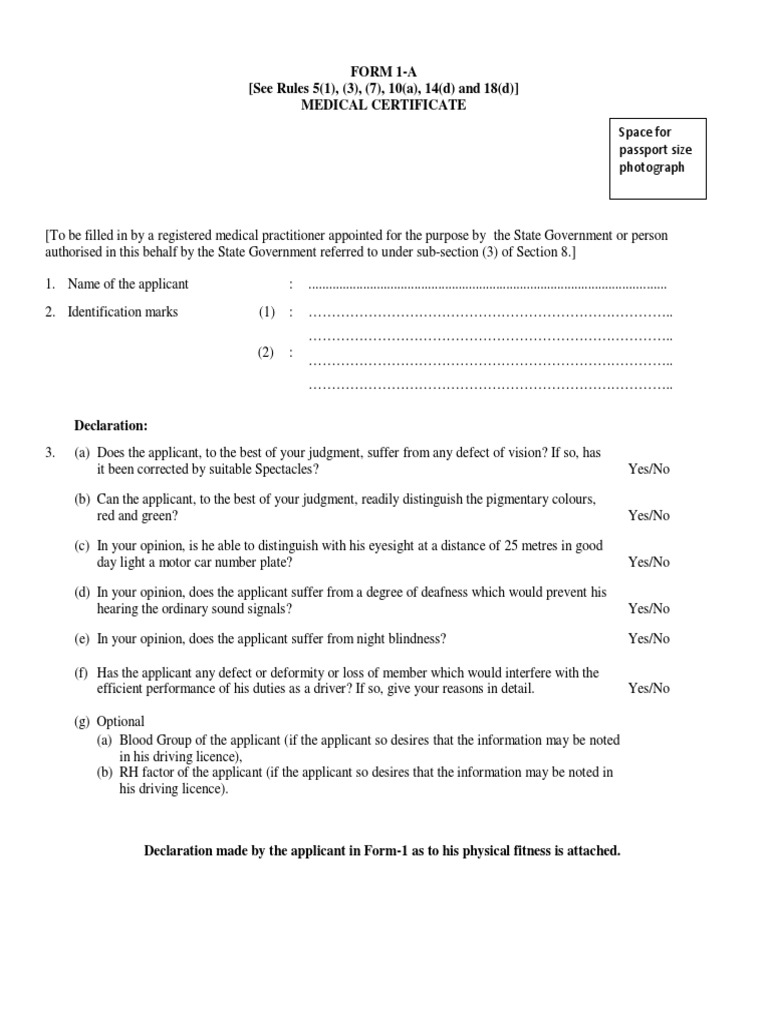 Form 1-A (See Rules 5 (1), (3), (7), 10 (A), 14 (D) and 18 (D ...