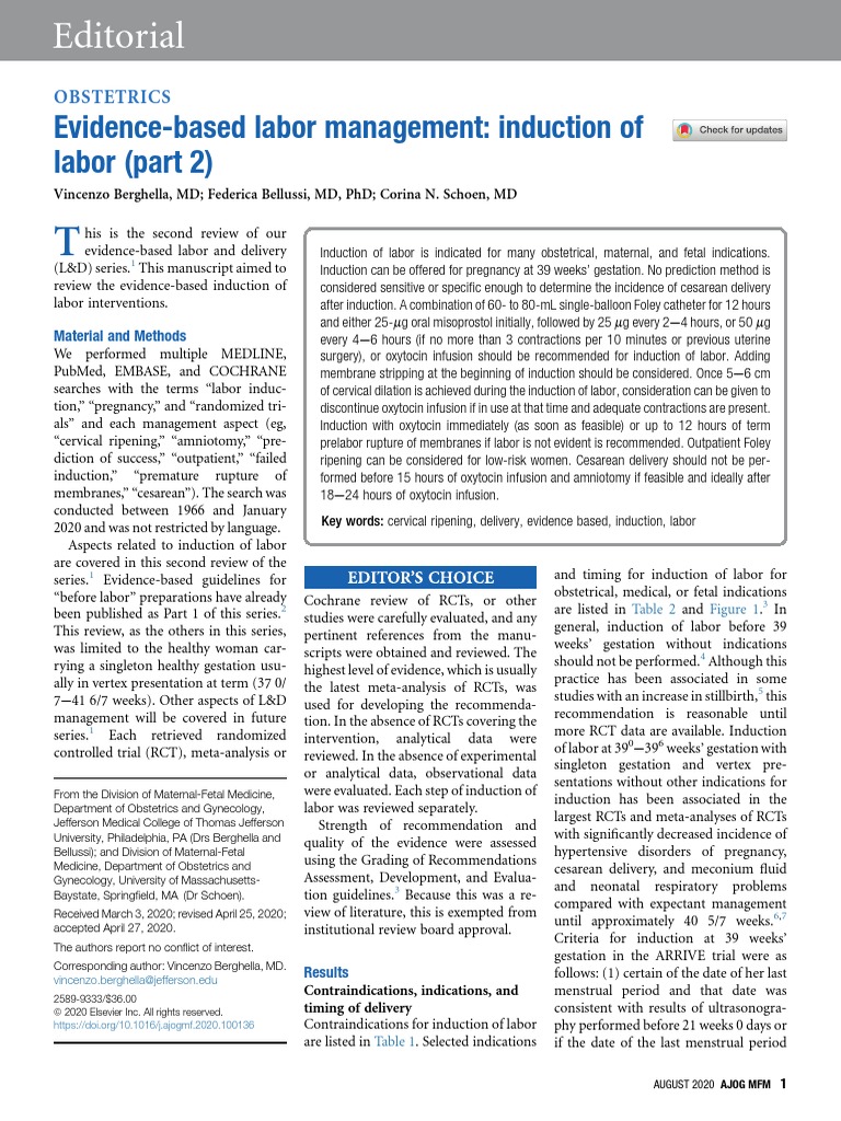 Evidence-Based Labor Induction Guide | PDF | Childbirth | Caesarean Section