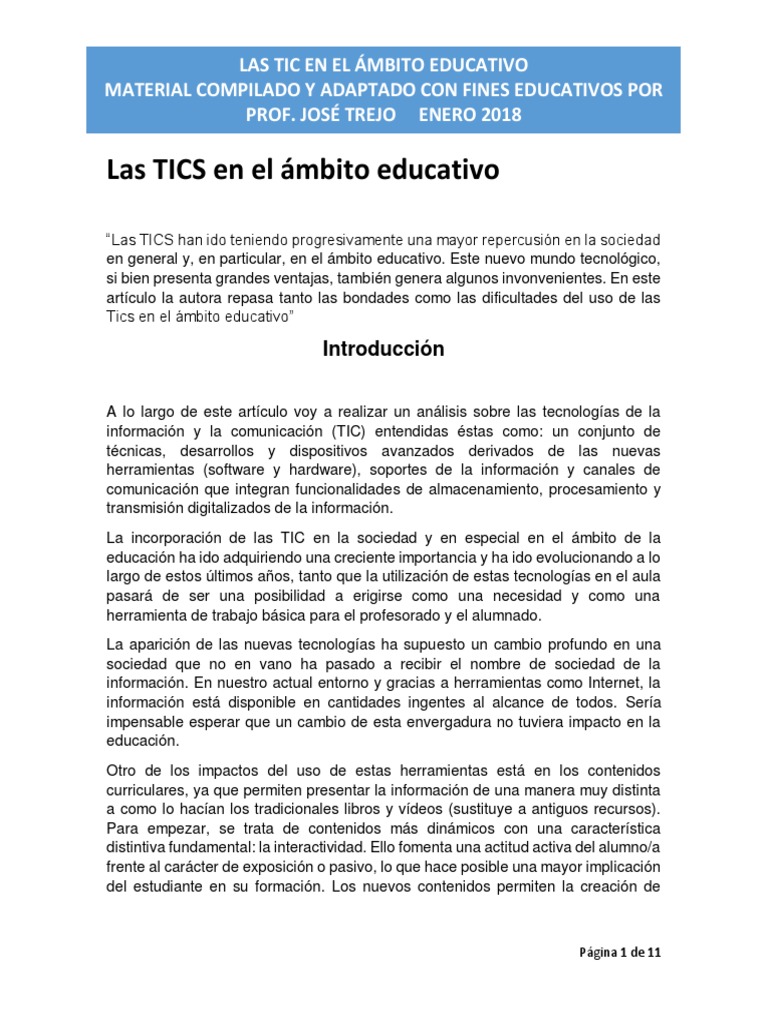 Impacto de las TIC en la Educación | PDF | Tecnología de información y ...