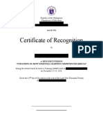 Certificate of Recognition: Noel E. Santillan