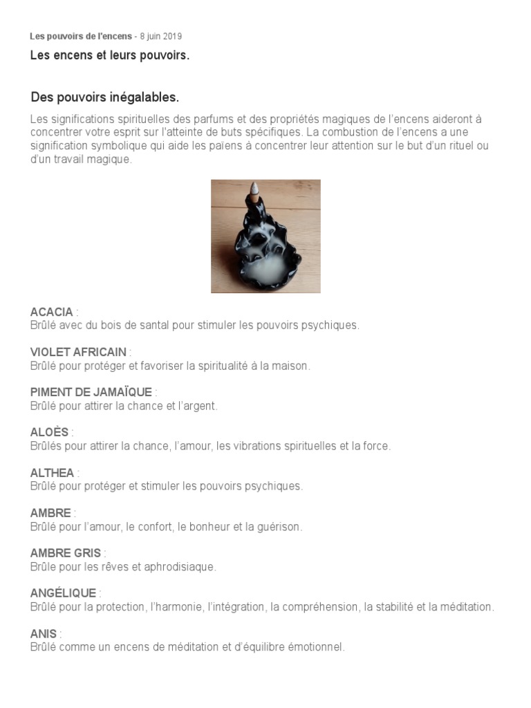 Liste Des Encens Et Leur Rôle Pdf