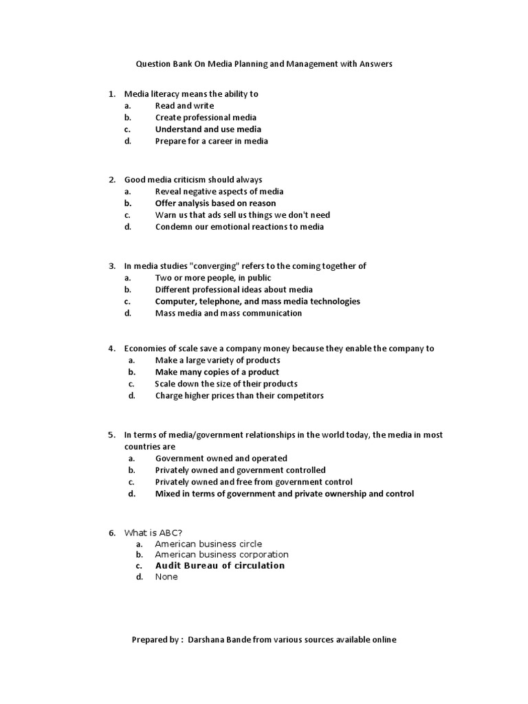 MCQS On Media Planning PDF Mass Media Advertising