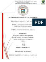 Telecomunicaciones Y Redes.: Periodo Académico Ordinario de Excepción Octubre 2020 - Marzo 2021