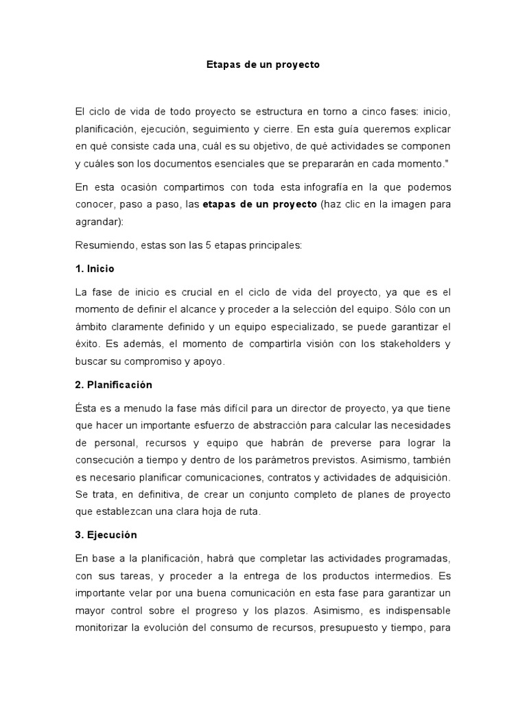 Etapas de un Proyecto de Ingeniería | PDF | Planificación | Fabricación ...