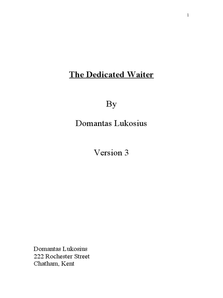 Script To Dedicated Waiter | PDF | Waiting Staff
