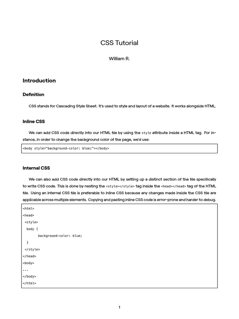 Css Tutorial | PDF | Cascading Style Sheets | Html Element