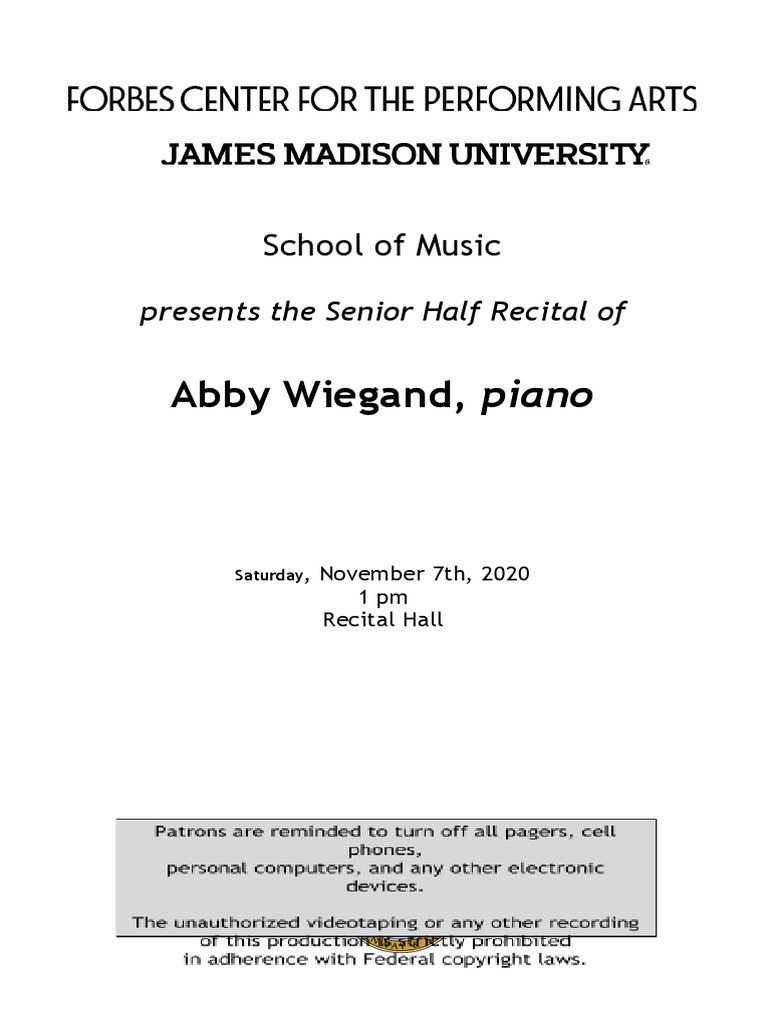 Senior Piano Recital Program | PDF | Musical Compositions | Entertainment