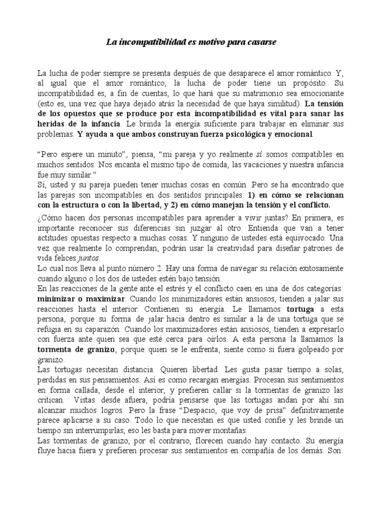Incompatibilidad en el Matrimonio: Claves para Superarla | PDF ...