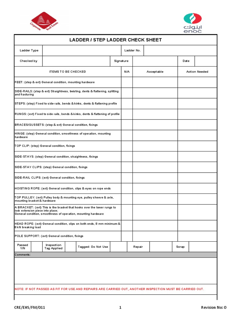 Cre Ladder Inspection Checklist PDF