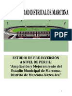 Estudio de Pre-Inversión A Nivel de Perfil: "Ampliación y Mejoramiento Del Estadio Municipal de Marcona, Distrito de Marcona-Nazca-Ica"