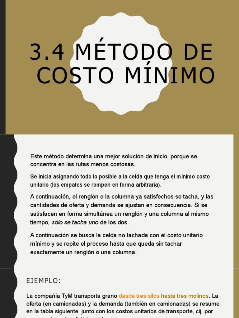 Método de Costo Mínimo en Transporte | PDF | Enseñanza de matemática