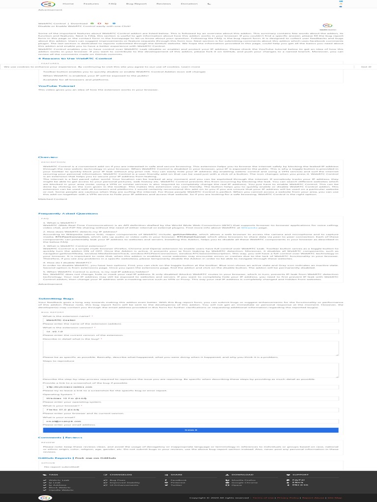 WebRTC Control - MyBrowserAddon | PDF | World Wide Web | Internet & Web