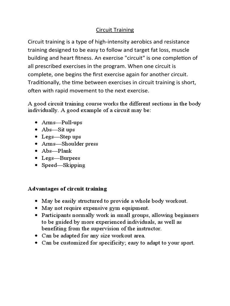 Circuit Training | PDF