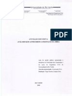 Atividade - Análise que antecede a execução de Obras