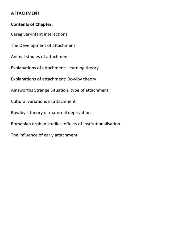 Attachment Contents of Chapter | PDF | Attachment Theory | Classical ...
