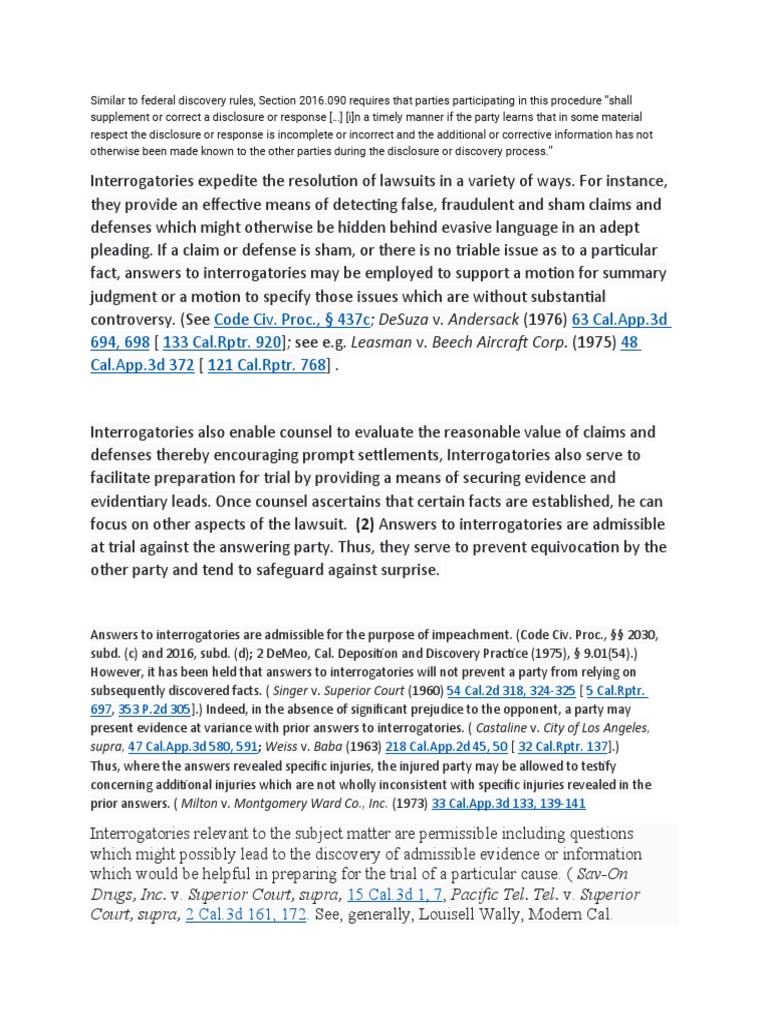 Similar To Federal Discovery Rules PDF Interrogatories Discovery
