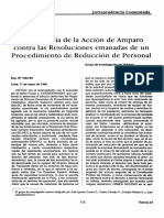 Procedencia de La Acción de Amparo Contra Las Resoluciones Emanadas de Un Procedimiento de Reducción de Personal