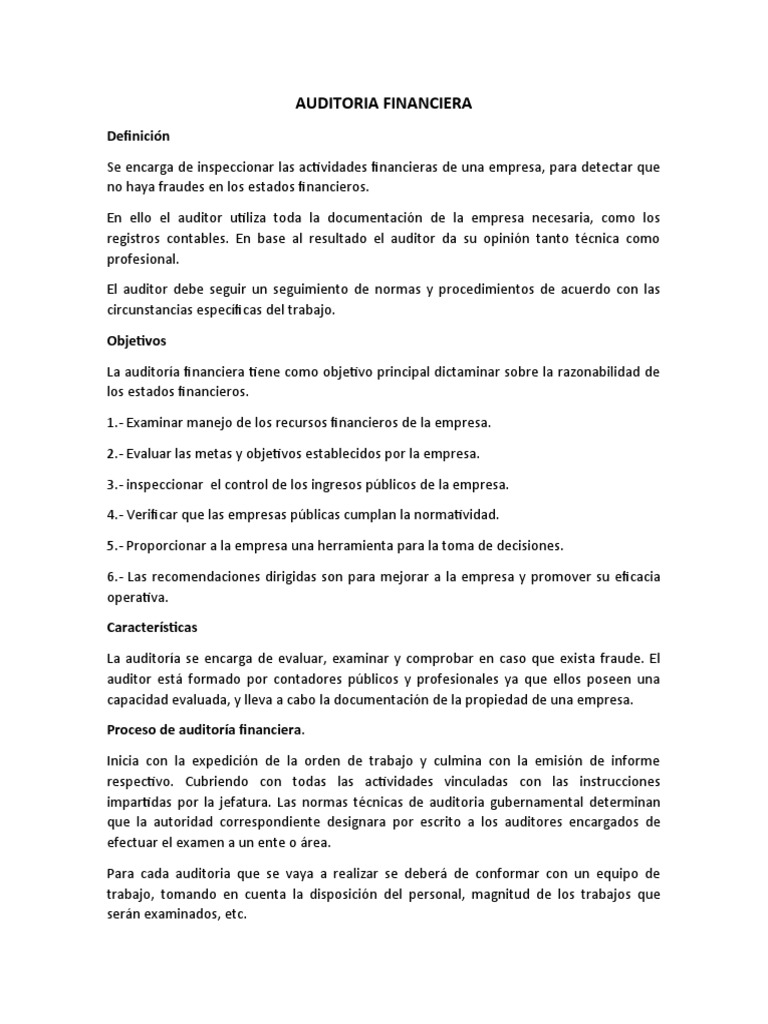 Guía Completa de Auditoría Financiera | PDF | Auditoría | Contralor