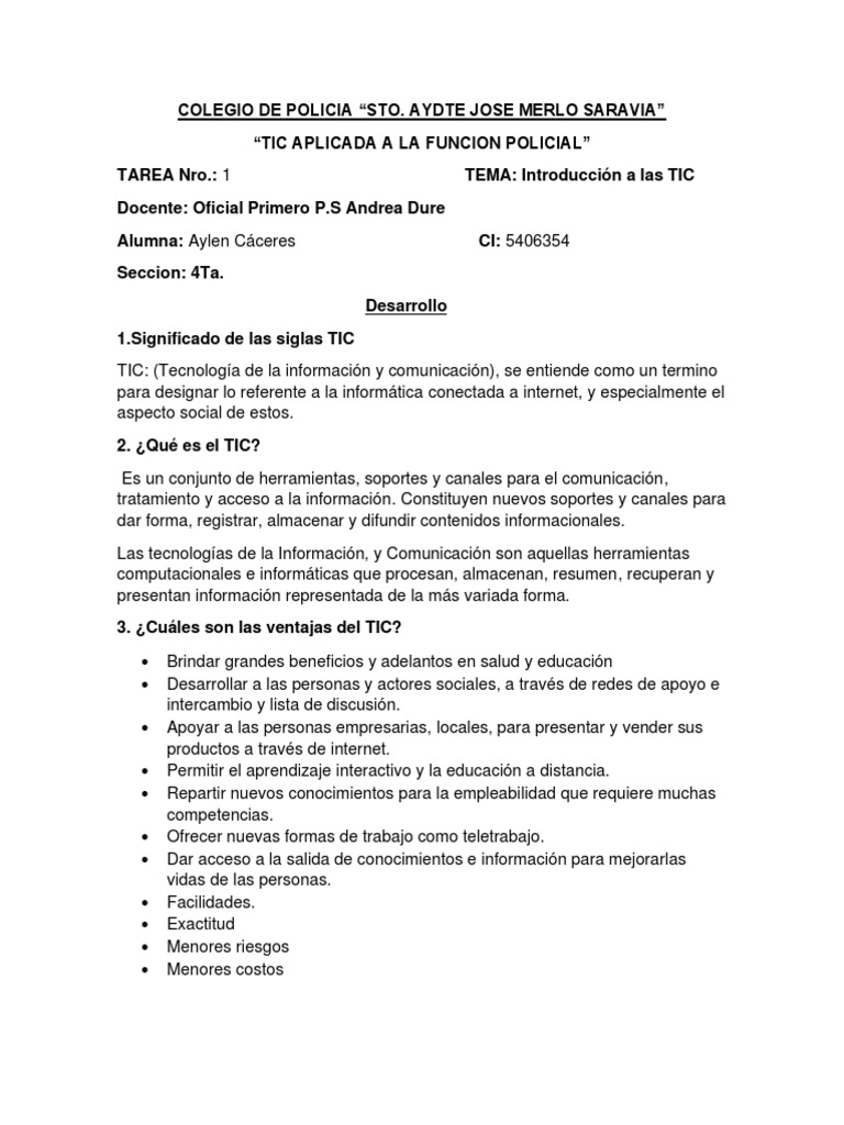 Tarea Tic N1 | PDF | Tecnología de información y comunicaciones | Internet