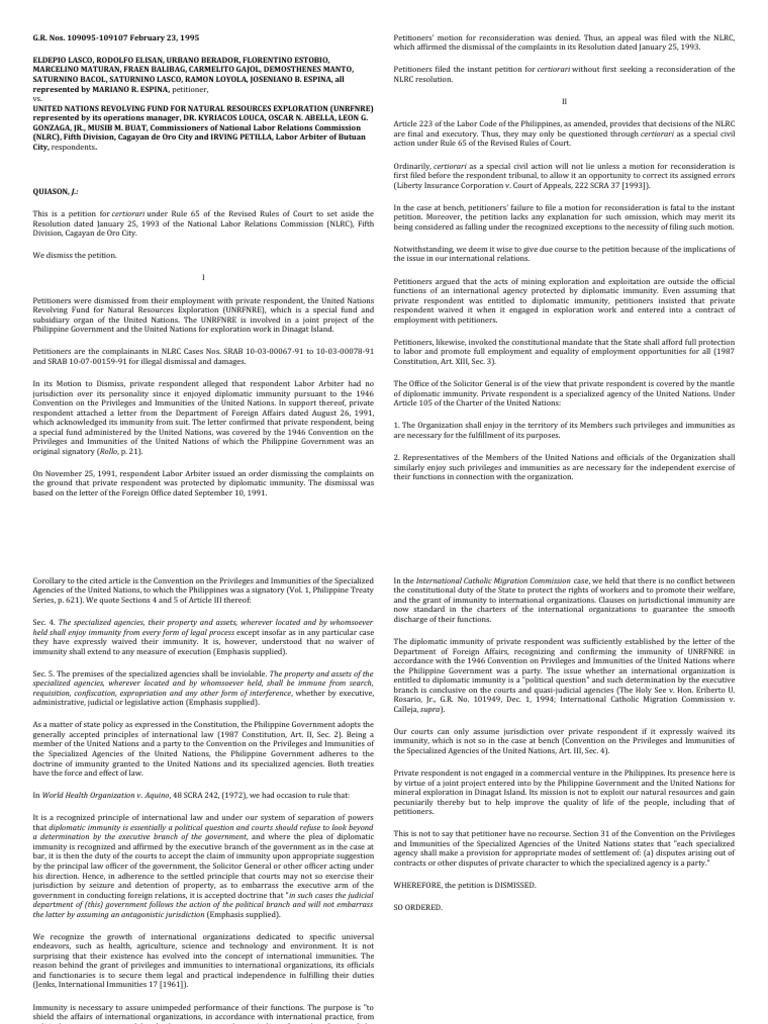 Lasco Vs UN PDF United Nations International Relations