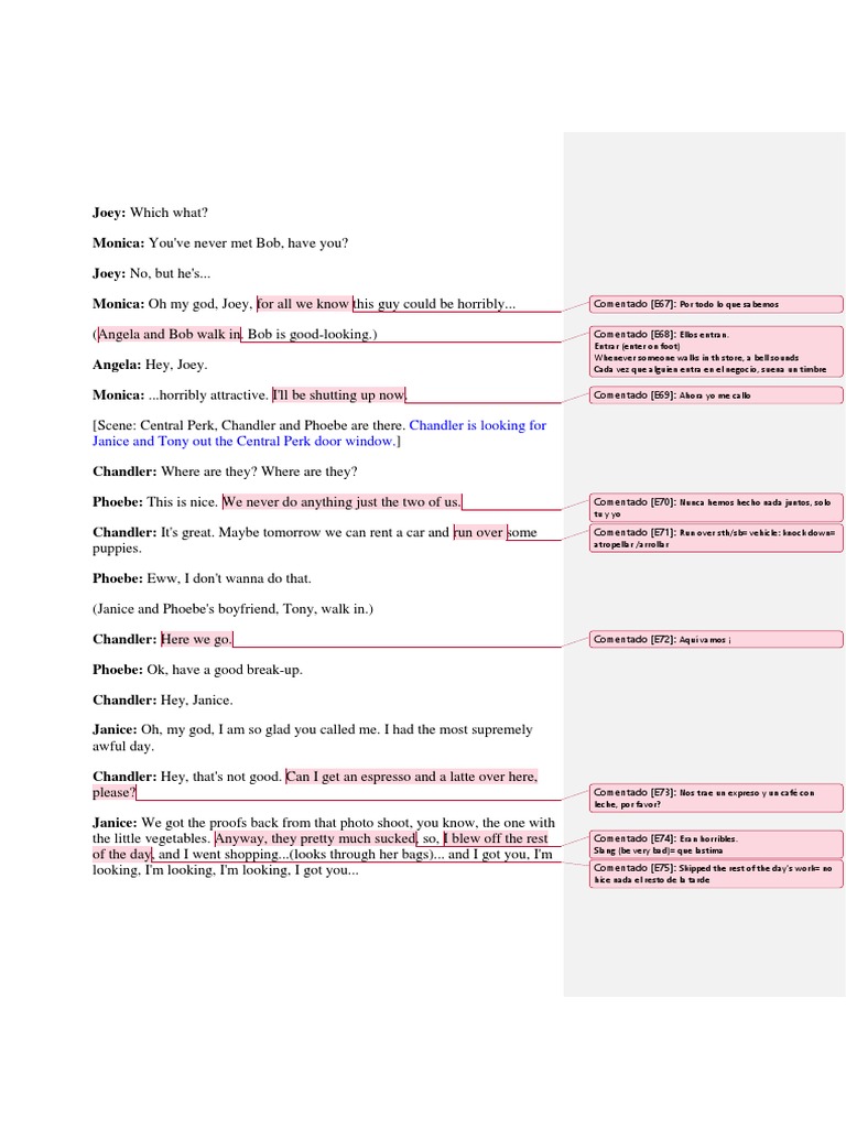 Friends Scene: Chandler, Phoebe, and Janice | PDF | Fictional American ...