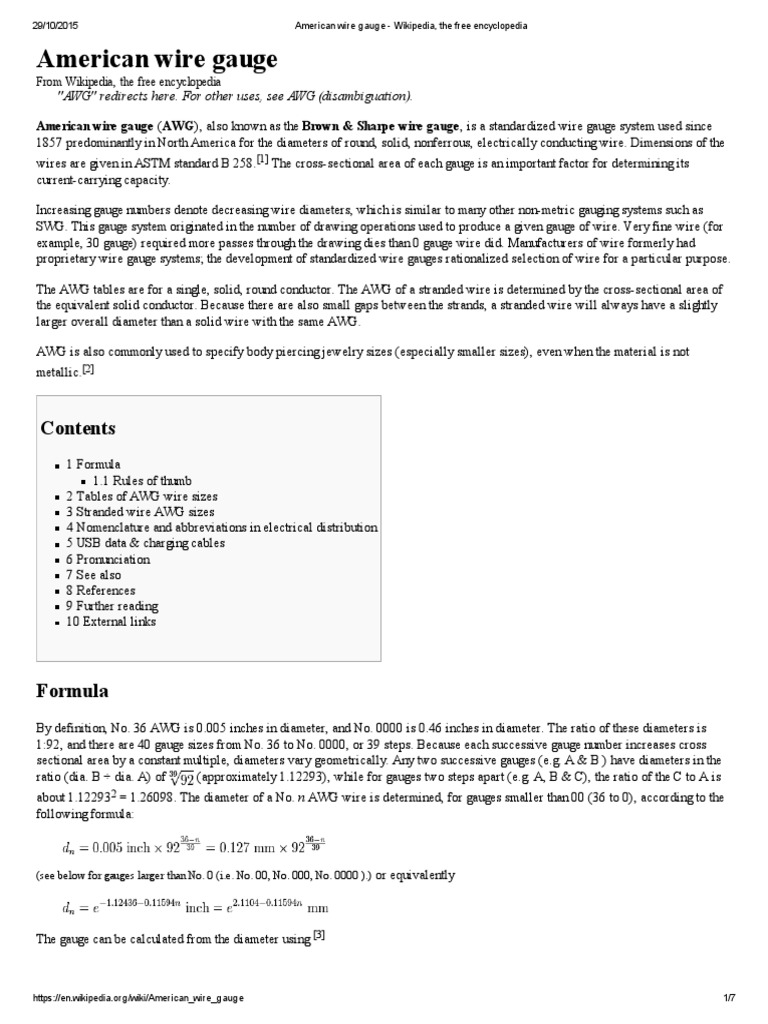 American Wire Gauge Wikipedia, The Free Encyclopedia PDF