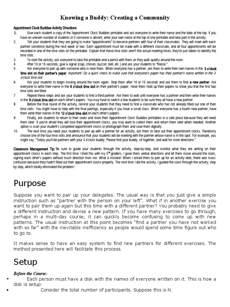 Appointment Clock Buddies Activity Guide | PDF