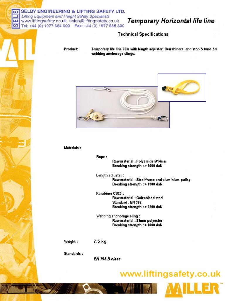 Temporary Horizontal Lifeline Rope A6 | PDF | Equipment