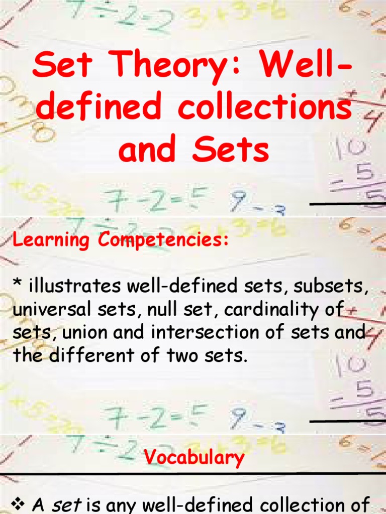 Set Theory: Well-Defined Collections and Sets | PDF | Set (Mathematics ...