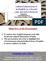 Hybridization of Language in Advertisement and Socio-Cultural Dimensions of India