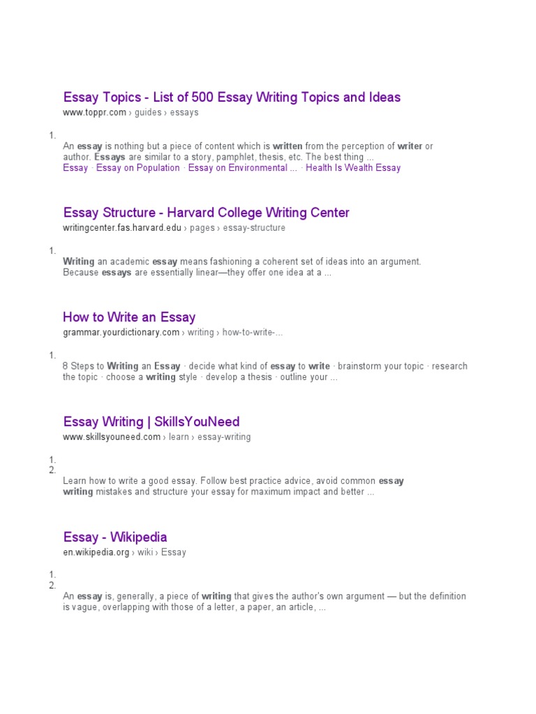 500 Essay Topics and Ideas List | PDF